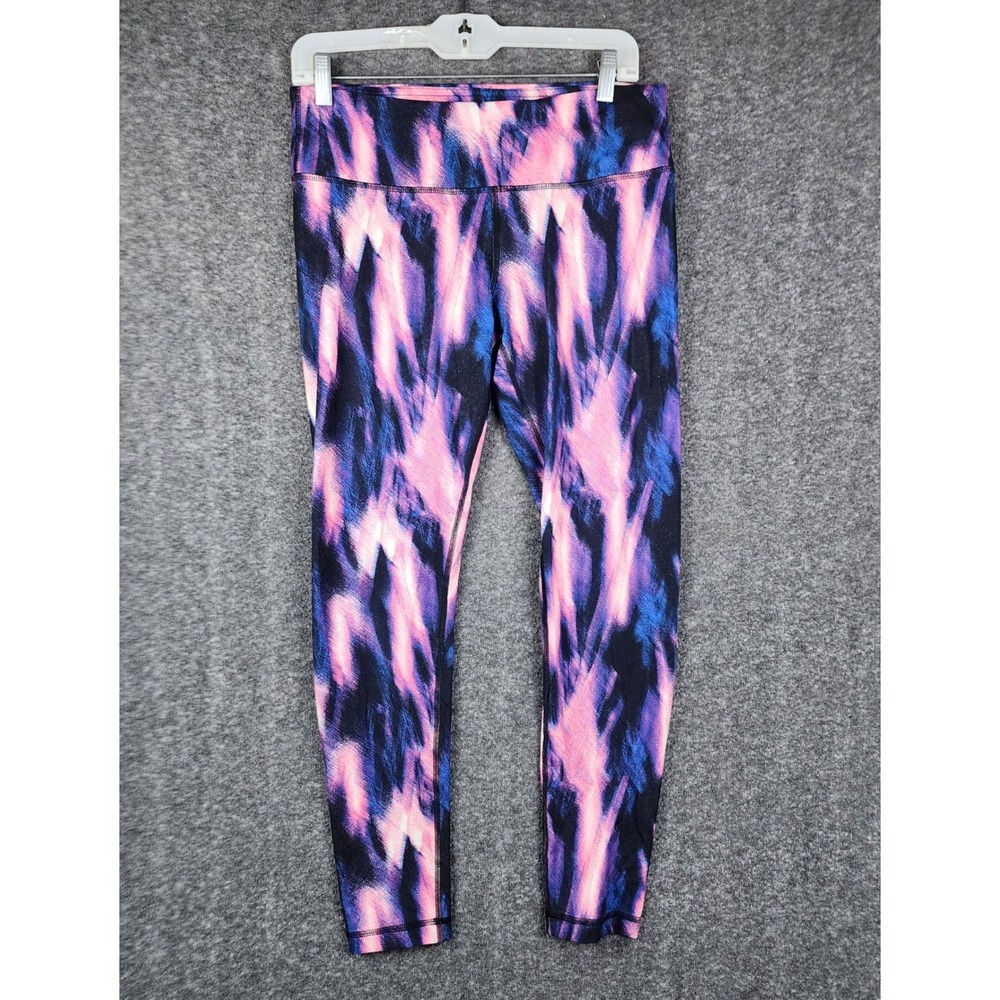 90 Degree by Reflex Leggings Womens Medium Pink Purple Abstract Brushstroke Yoga
